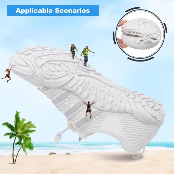 LRUN Barefoot Water Shoes Women Mens Aqua Sock Athletic Hiking Water Sports Shoes for Swim Beach Pool Sand Diving WalkingOwhite