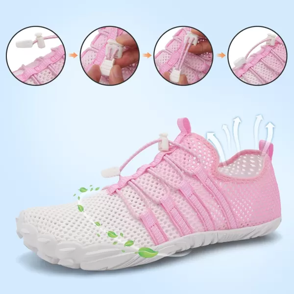 LRUN Barefoot Water Shoes Women Mens Aqua Sock Athletic Hiking Water Sports Shoes for Swim Beach Pool Sand Diving WalkingOwhite Pink
