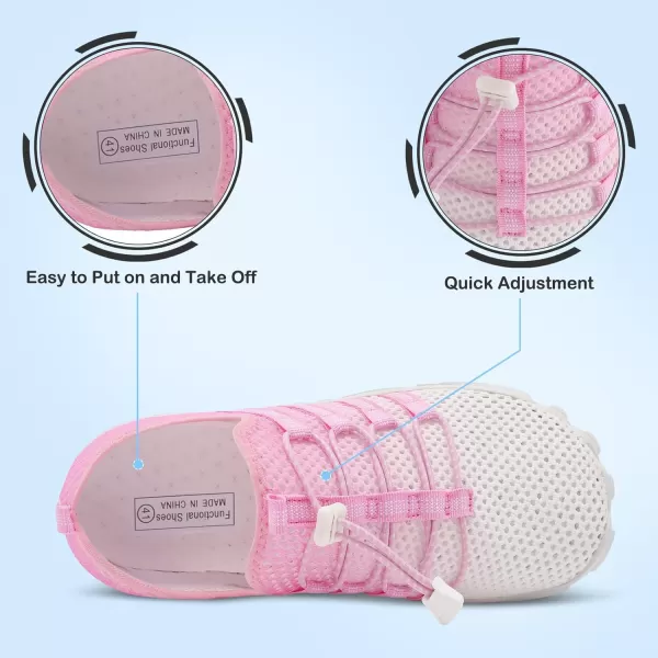 LRUN Barefoot Water Shoes Women Mens Aqua Sock Athletic Hiking Water Sports Shoes for Swim Beach Pool Sand Diving WalkingOwhite Pink