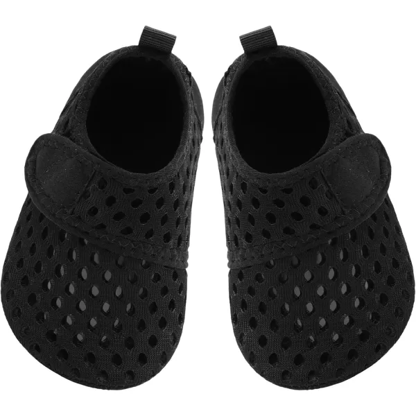 LRUN Baby Water Shoes Barefoot Skin Aqua Sock Swim Shoes for Beach Swim Pool Infant Swim ShoesPure Black