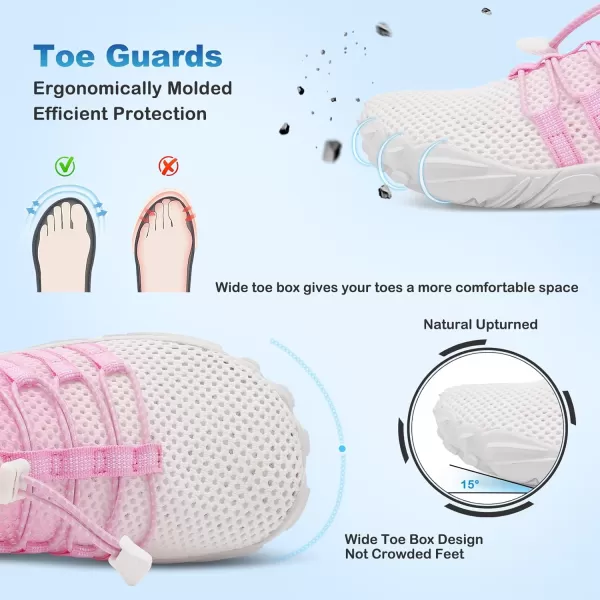 LRUN Barefoot Water Shoes Women Mens Aqua Sock Athletic Hiking Water Sports Shoes for Swim Beach Pool Sand Diving WalkingOwhite Pink