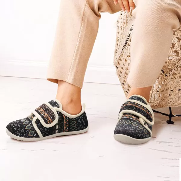 LRUN Barefoot Womens Men Slippers Soft House Slippers for Women Indoor and Outdoor Adjustable Mens Home Shoes Lightweight Bedroom SlippersBlack Bohemia
