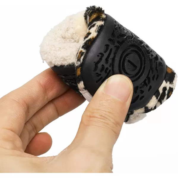 LRUN Toddler Boys Girls House Slippers Indoor Home Shoes Warm Slipper Socks for Kids Baby Soft Winter Warm Walking ShoesAbeige Leopard