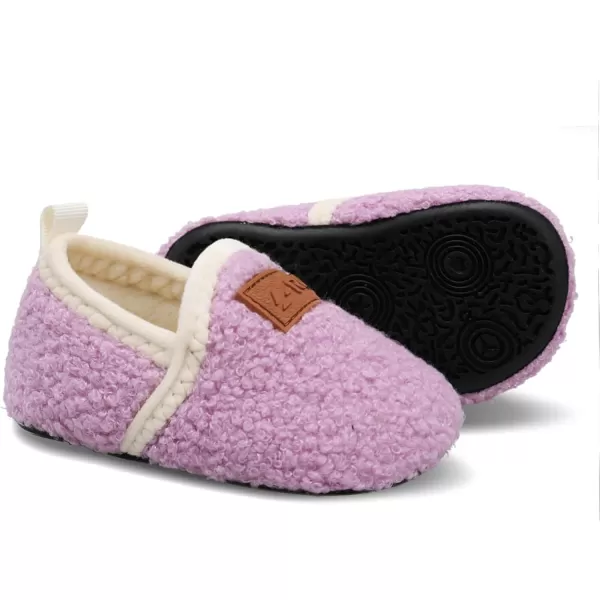 LRUN Toddler Boys Girls House Slippers Indoor Home Shoes Warm Slipper Socks for Kids Baby Soft Winter Warm Walking ShoesApurple