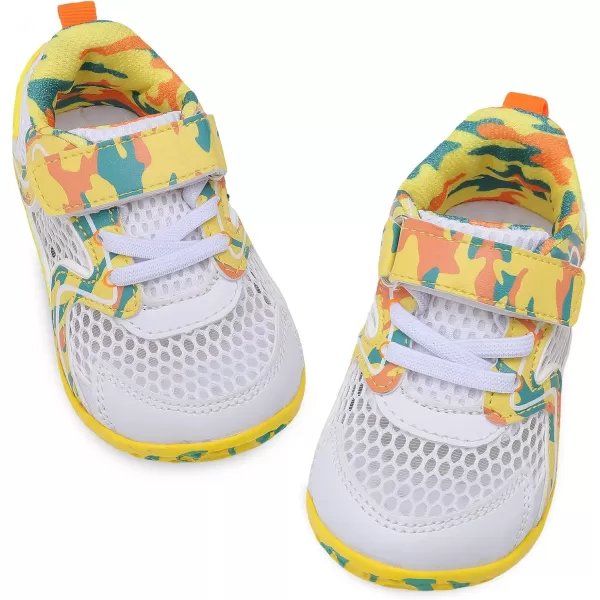 LRUN Toddler Sneakers Boys Girls Barefoot Summer Walking Shoes Toddler Boy Tennis Shoes Mesh LightweightWhite Yellow