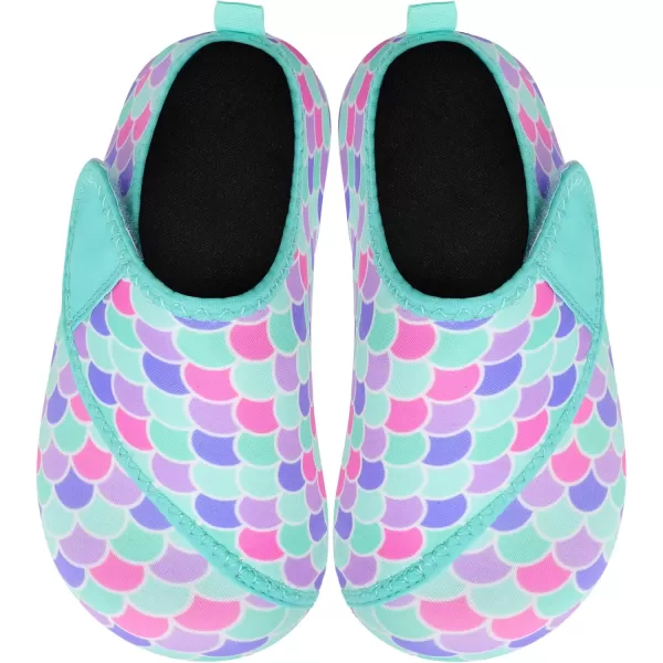 LRUN Toddler Water Shoes Barefoot Aqua Socks Kids Swim Shoes for Beach Pool Surfing YogaBlue Fish Scale