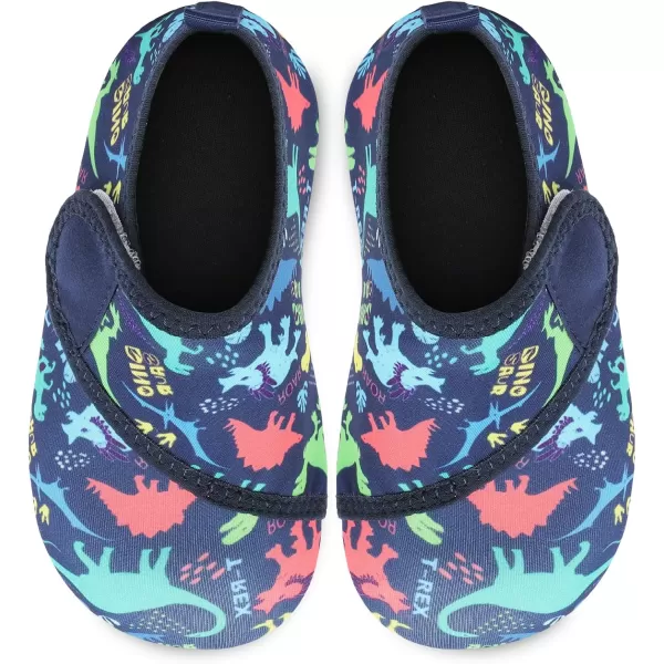 LRUN Toddler Water Shoes Barefoot Aqua Socks Kids Swim Shoes for Beach Pool Surfing YogaNavy Dinosaur Park