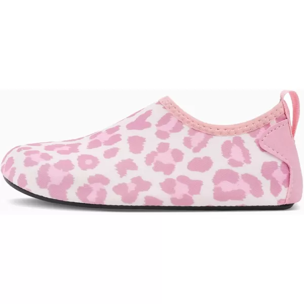 LRUN Toddler Water Shoes Barefoot Aqua Socks Kids Swim Shoes for Beach Pool Surfing YogaPink Leopard