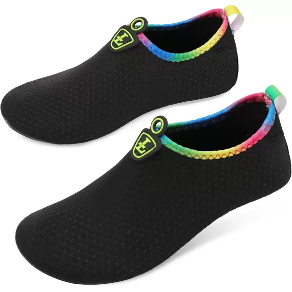 LRUN Women Water Shoes Mens Barefoot Skin Aqua Socks for Run Dive Surf Swim Beach Yoga Quick DryingBlacknew