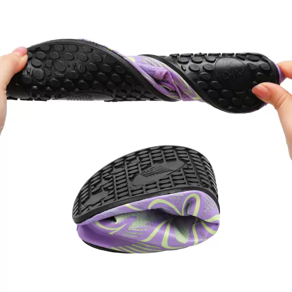LRUN Women Water Shoes Mens Barefoot Skin Aqua Socks for Run Dive Surf Swim Beach Yoga Quick DryingG Purple Green