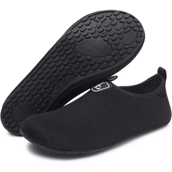 LRUN Women Water Shoes Mens Barefoot Skin Aqua Socks for Run Dive Surf Swim Beach Yoga Quick DryingMeshblack