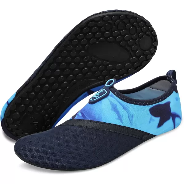 LRUN Women Water Shoes Mens Barefoot Skin Aqua Socks for Run Dive Surf Swim Beach Yoga Quick DryingNavy Pattern
