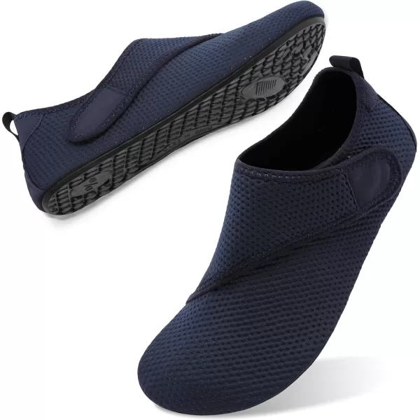 LRUN Women Water Shoes Mens Barefoot Skin Aqua Socks for Run Dive Surf Swim Beach Yoga Quick DryingNavy Strap