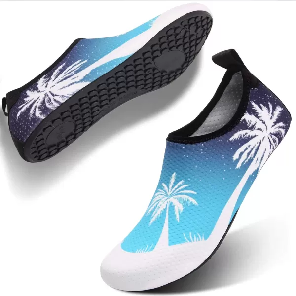 LRUN Women Water Shoes Mens Barefoot Skin Aqua Socks for Run Dive Surf Swim Beach Yoga Quick DryingWhite Blue