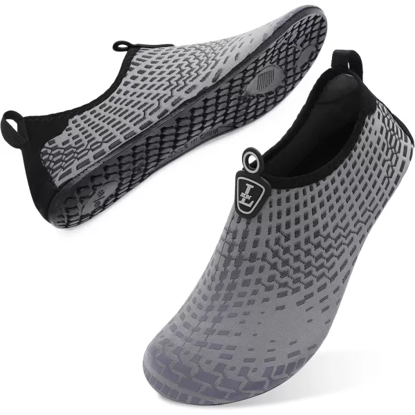 LRUN Women Water Shoes Mens Barefoot Skin Aqua Socks for Run Dive Surf Swim Beach Yoga Quick DryingWzh Grey
