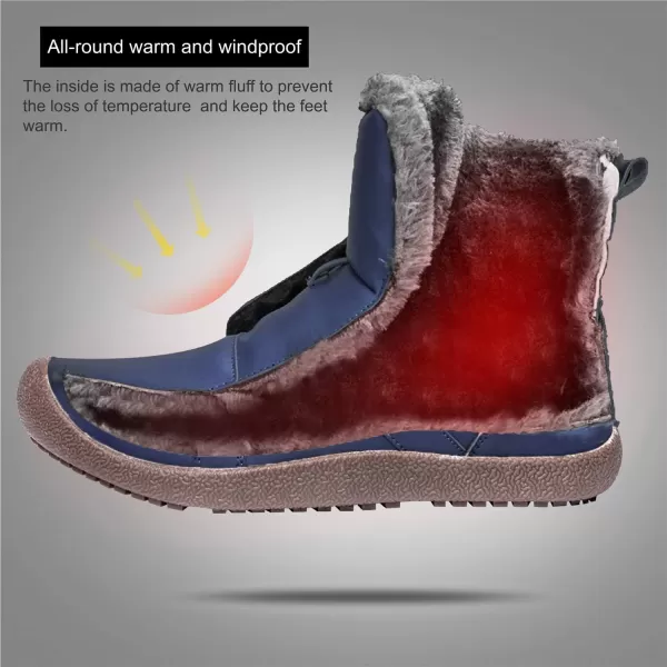 LRUN Womens Winter Boots Waterproof Fur Lined Snow Booties Navy 75 M US
