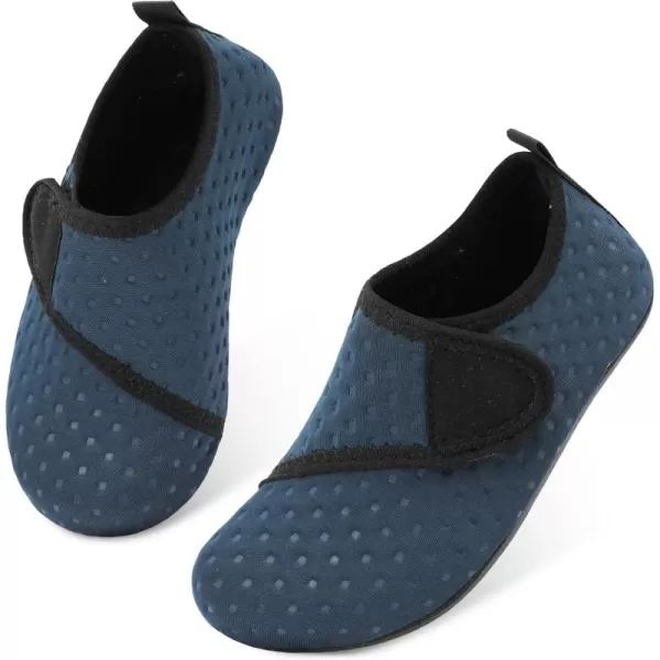 LRUN Toddler Water Shoes Barefoot Aqua Socks Kids Swim Shoes for Beach Pool Surfing YogaNavy Strap