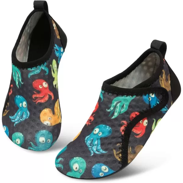 LRUN Toddler Water Shoes Barefoot Aqua Socks Kids Swim Shoes for Beach Pool Surfing YogaStrip Color Octopus