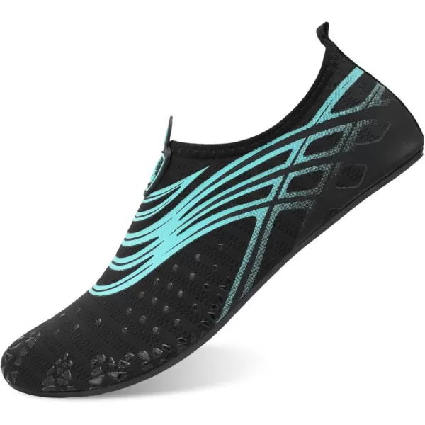 LRUN Women Water Shoes Mens Barefoot Skin Aqua Socks for Run Dive Surf Swim Beach Yoga Quick DryingBlack Blue Mesh