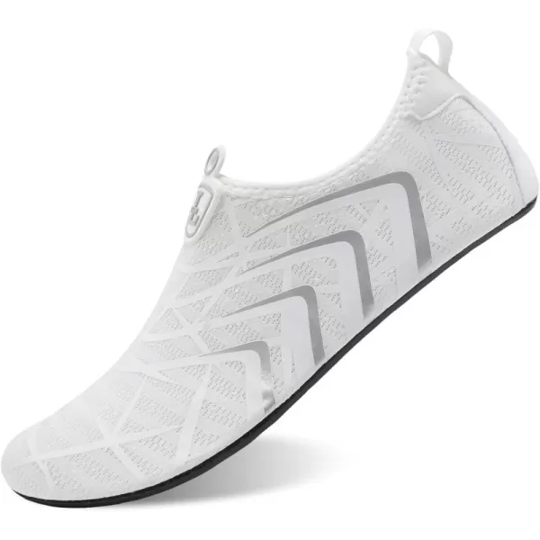LRUN Women Water Shoes Mens Barefoot Skin Aqua Socks for Run Dive Surf Swim Beach Yoga Quick DryingWhite Lines