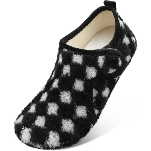 LRUN Womens Mens House Slippers Indoor Home Shoes Warm Barefoot Slippers Outdoor House Shoes AntislipBlack White