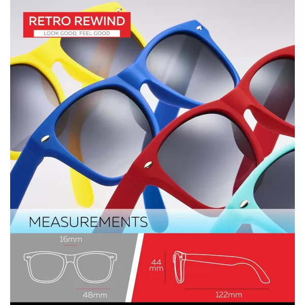 Retro Rewind Kids Sunglasses for Boys Girls Age 312  Shatterproof Rubberized Frame UV400 Toddler Children Sun GlassesBlack