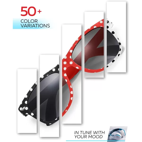 Retro Rewind Kids Sunglasses for Boys Girls Age 312  Shatterproof Rubberized Frame UV400 Toddler Children Sun GlassesBlack Polka Dot