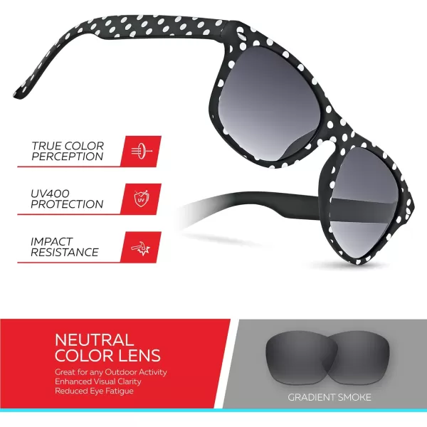 Retro Rewind Kids Sunglasses for Boys Girls Age 312  Shatterproof Rubberized Frame UV400 Toddler Children Sun GlassesBlack Polka Dot