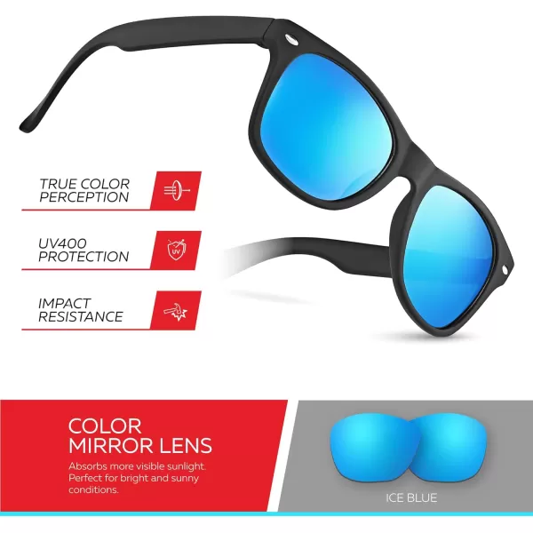 Retro Rewind Kids Sunglasses for Boys Girls Age 312  Shatterproof Rubberized Frame UV400 Toddler Children Sun GlassesBlack  Revo Ice Blue
