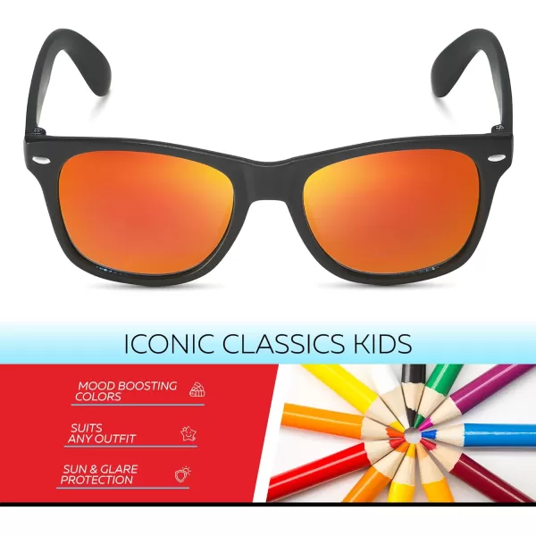Retro Rewind Kids Sunglasses for Boys Girls Age 312  Shatterproof Rubberized Frame UV400 Toddler Children Sun GlassesBlack  Revo Red