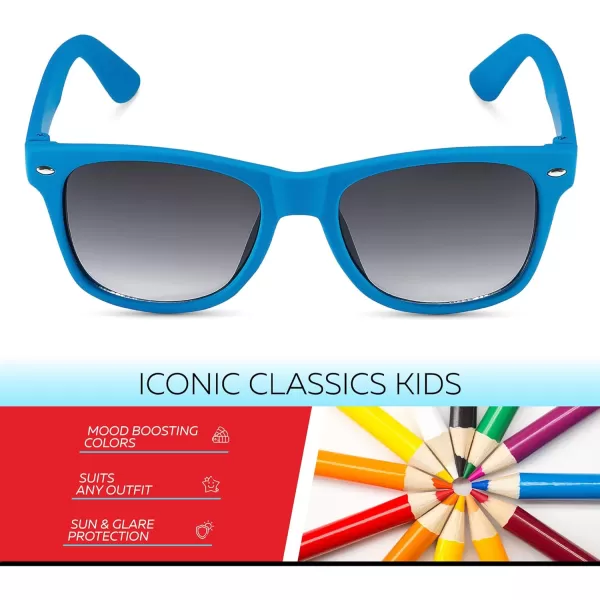 Retro Rewind Kids Sunglasses for Boys Girls Age 312  Shatterproof Rubberized Frame UV400 Toddler Children Sun GlassesBlue