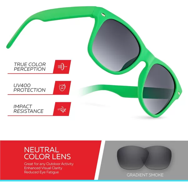 Retro Rewind Kids Sunglasses for Boys Girls Age 312  Shatterproof Rubberized Frame UV400 Toddler Children Sun GlassesGreen
