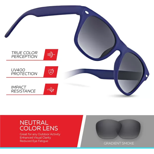 Retro Rewind Kids Sunglasses for Boys Girls Age 312  Shatterproof Rubberized Frame UV400 Toddler Children Sun GlassesNavy