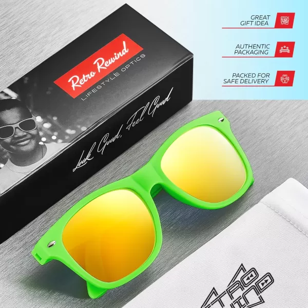 Retro Rewind Kids Sunglasses for Boys Girls Age 312  Shatterproof Rubberized Frame UV400 Toddler Children Sun GlassesNeon Green  Revo Yellow