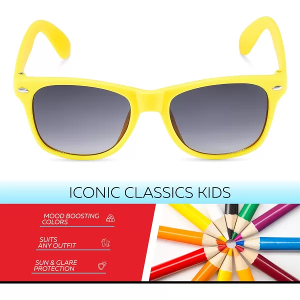 Retro Rewind Kids Sunglasses for Boys Girls Age 312  Shatterproof Rubberized Frame UV400 Toddler Children Sun GlassesNeon Yellow