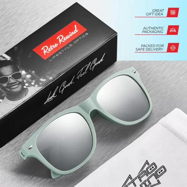 Retro Rewind Kids Sunglasses for Boys Girls Age 312  Shatterproof Rubberized Frame UV400 Toddler Children Sun GlassesOlive Gray  Silver Mirror