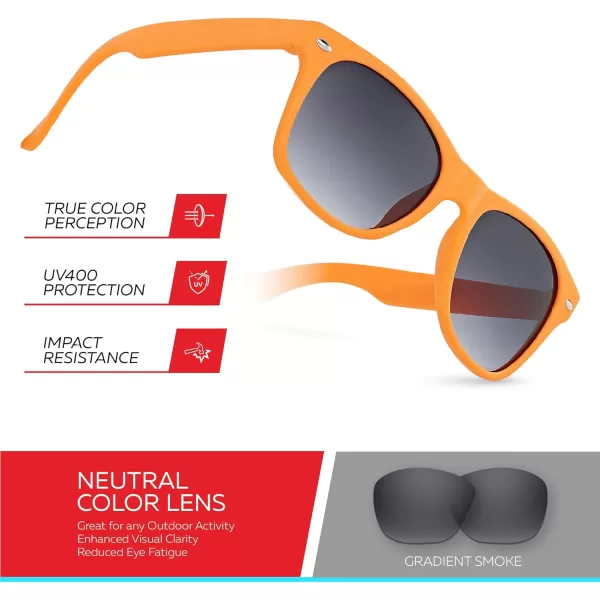 Retro Rewind Kids Sunglasses for Boys Girls Age 312  Shatterproof Rubberized Frame UV400 Toddler Children Sun GlassesOrange