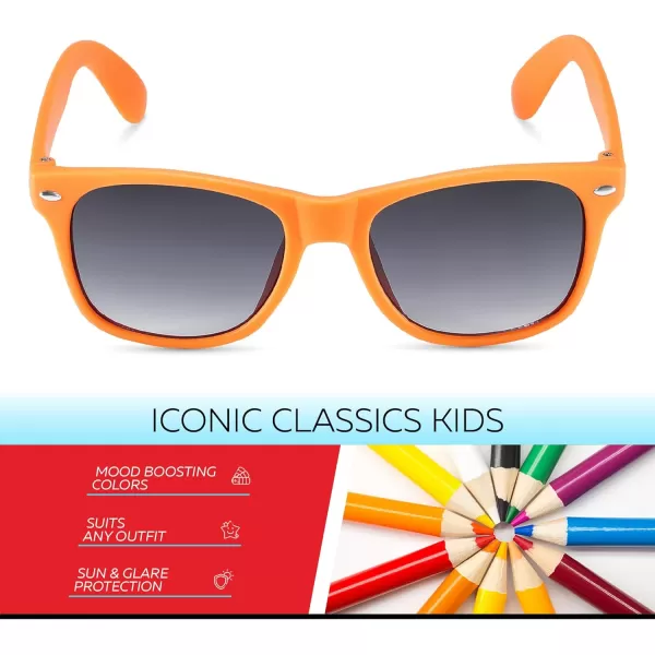Retro Rewind Kids Sunglasses for Boys Girls Age 312  Shatterproof Rubberized Frame UV400 Toddler Children Sun GlassesOrange