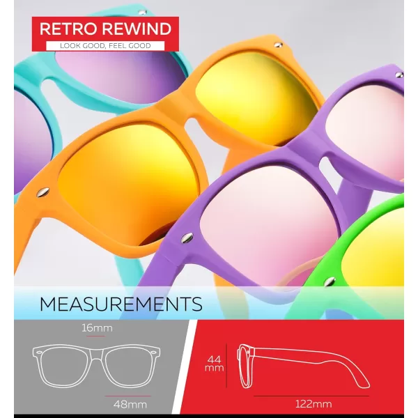 Retro Rewind Kids Sunglasses for Boys Girls Age 312  Shatterproof Rubberized Frame UV400 Toddler Children Sun GlassesOrange  Revo Orange