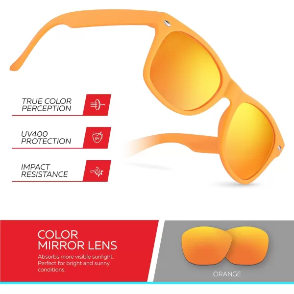 Retro Rewind Kids Sunglasses for Boys Girls Age 312  Shatterproof Rubberized Frame UV400 Toddler Children Sun GlassesOrange  Revo Orange