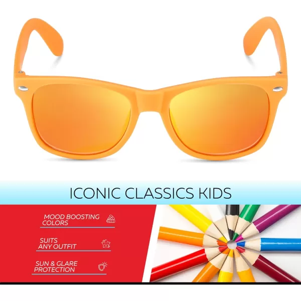 Retro Rewind Kids Sunglasses for Boys Girls Age 312  Shatterproof Rubberized Frame UV400 Toddler Children Sun GlassesOrange  Revo Orange