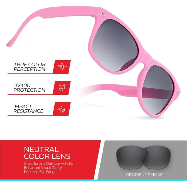 Retro Rewind Kids Sunglasses for Boys Girls Age 312  Shatterproof Rubberized Frame UV400 Toddler Children Sun GlassesPink