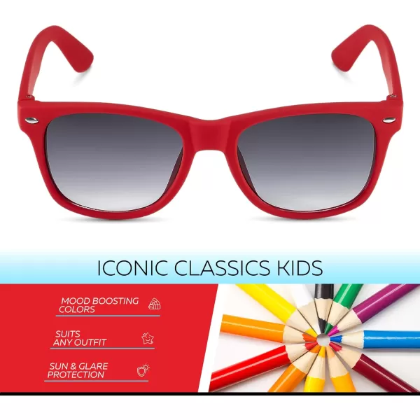 Retro Rewind Kids Sunglasses for Boys Girls Age 312  Shatterproof Rubberized Frame UV400 Toddler Children Sun GlassesRed