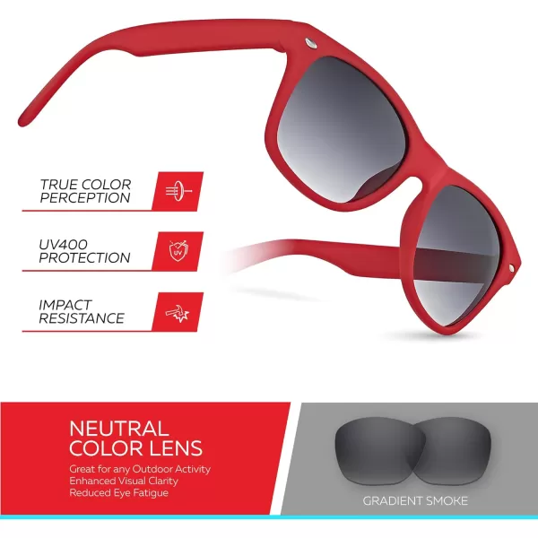 Retro Rewind Kids Sunglasses for Boys Girls Age 312  Shatterproof Rubberized Frame UV400 Toddler Children Sun GlassesRed
