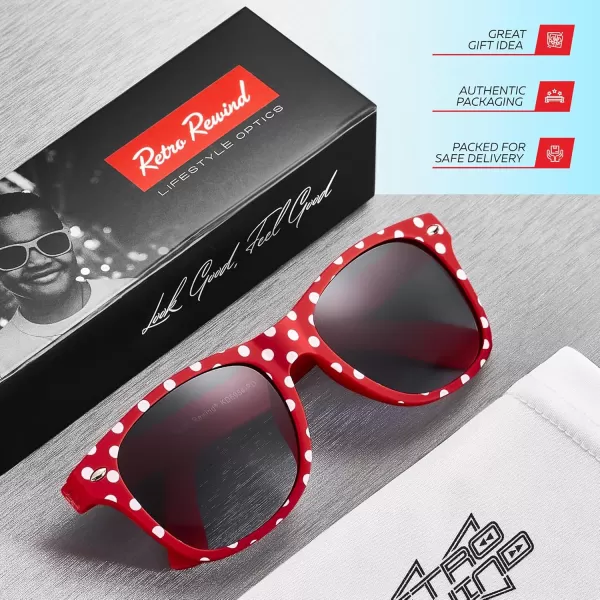 Retro Rewind Kids Sunglasses for Boys Girls Age 312  Shatterproof Rubberized Frame UV400 Toddler Children Sun GlassesRed Polka Dot