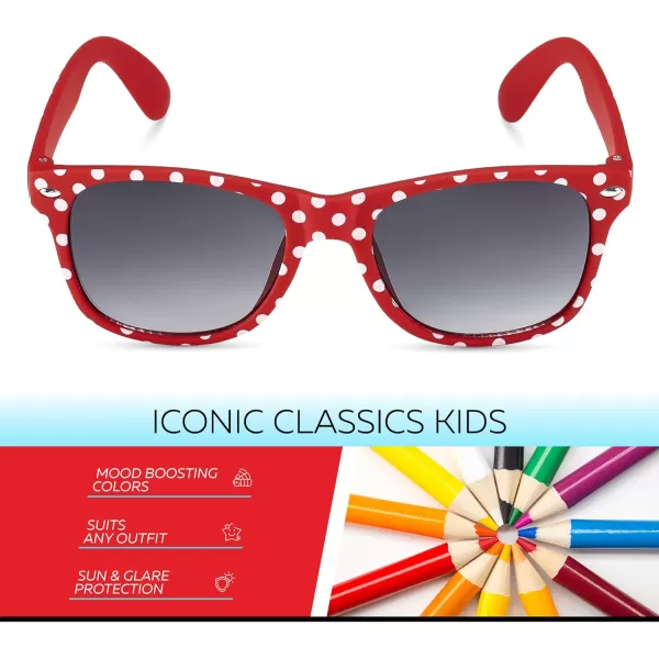 Retro Rewind Kids Sunglasses for Boys Girls Age 312  Shatterproof Rubberized Frame UV400 Toddler Children Sun GlassesRed Polka Dot