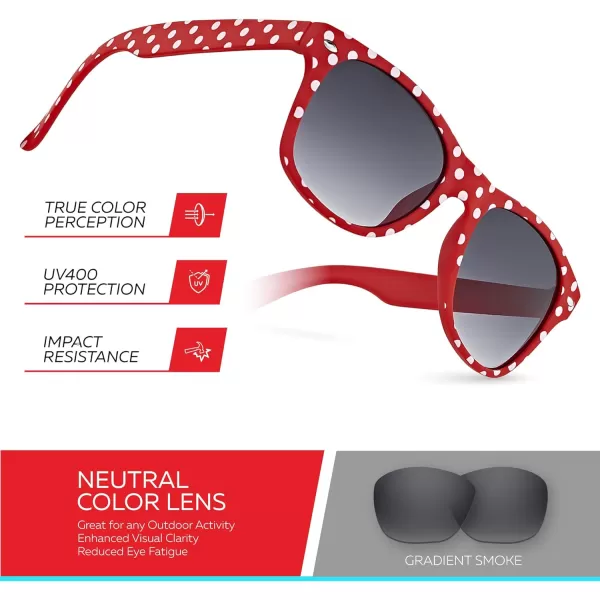Retro Rewind Kids Sunglasses for Boys Girls Age 312  Shatterproof Rubberized Frame UV400 Toddler Children Sun GlassesRed Polka Dot