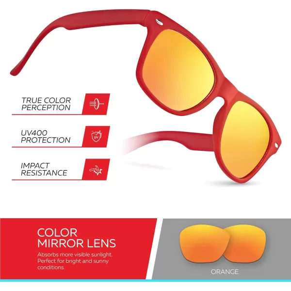 Retro Rewind Kids Sunglasses for Boys Girls Age 312  Shatterproof Rubberized Frame UV400 Toddler Children Sun GlassesRed  Revo Orange