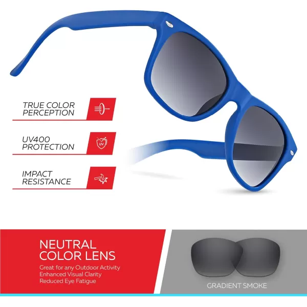 Retro Rewind Kids Sunglasses for Boys Girls Age 312  Shatterproof Rubberized Frame UV400 Toddler Children Sun GlassesRoyal Blue