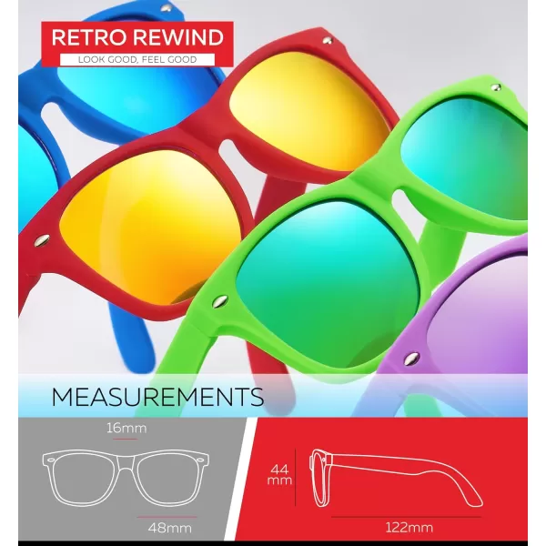 Retro Rewind Kids Sunglasses for Boys Girls Age 312  Shatterproof Rubberized Frame UV400 Toddler Children Sun GlassesRoyal Blue  Ice Blue
